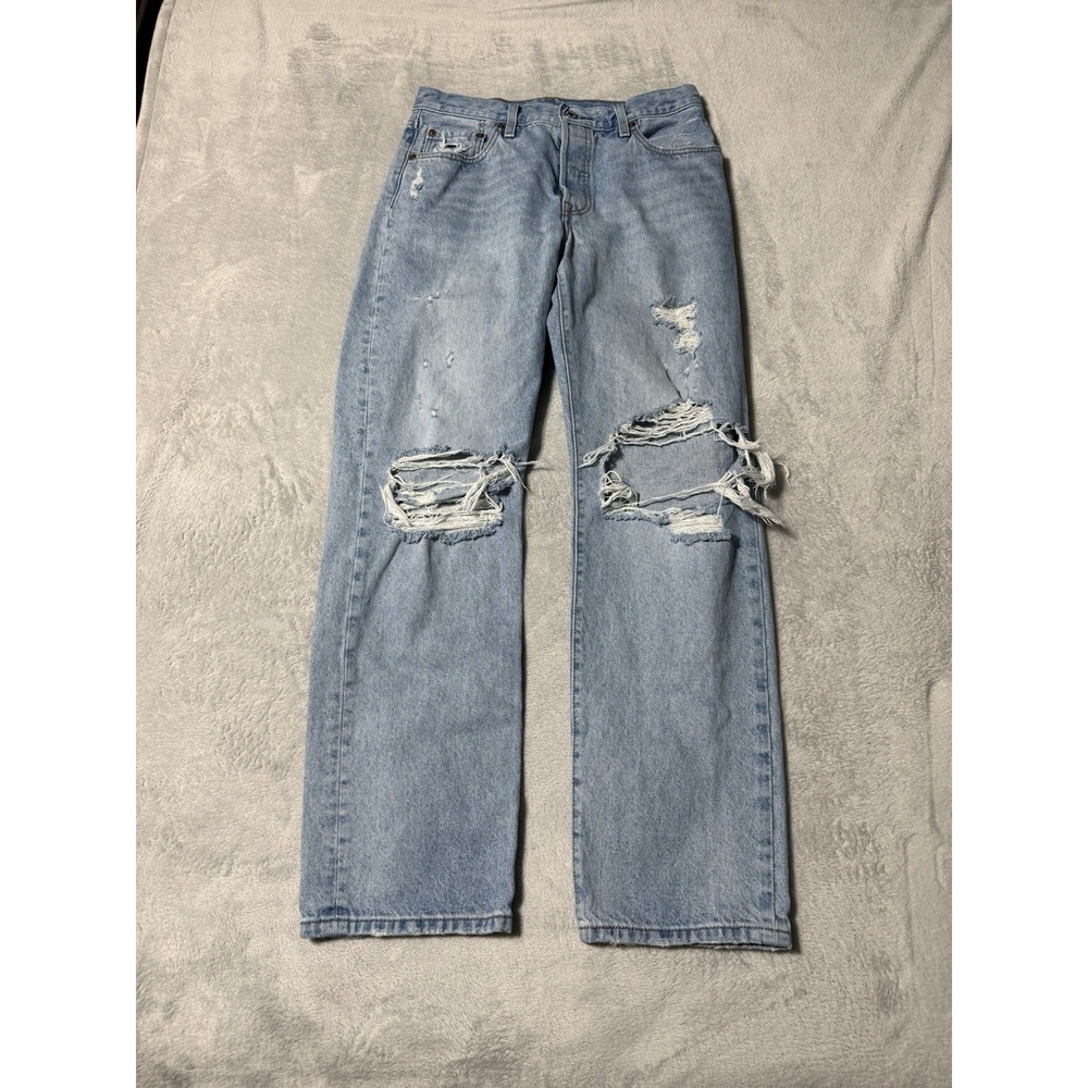 Levis 501 Premium 90s Light Wash Jeans Straight Leg Button Fly Womens 29x30
